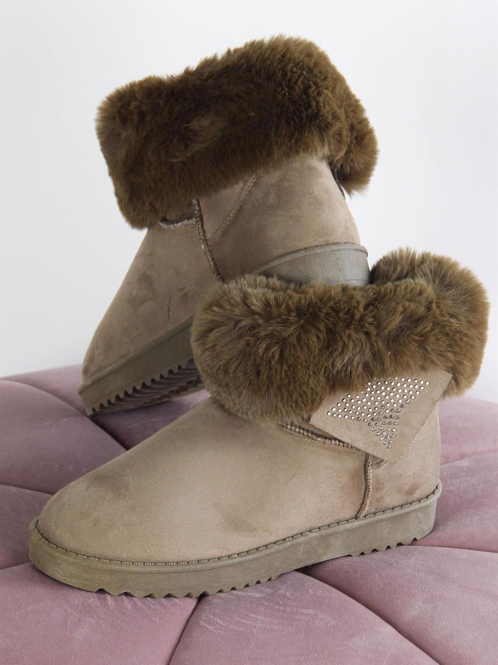 Dora - Armygrøn bamsestøvle med med fake fur for